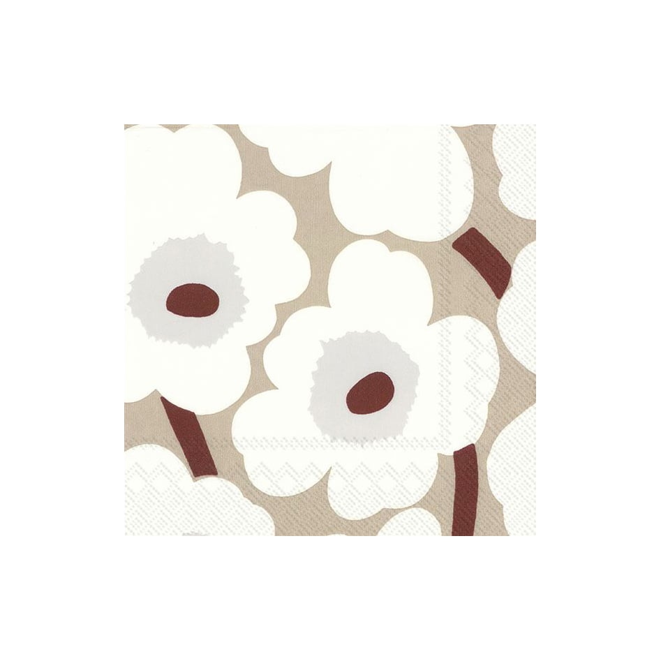 Marimekko Unikko servietti 33×33 cm 20-pakkaus Valkoinen-pellava