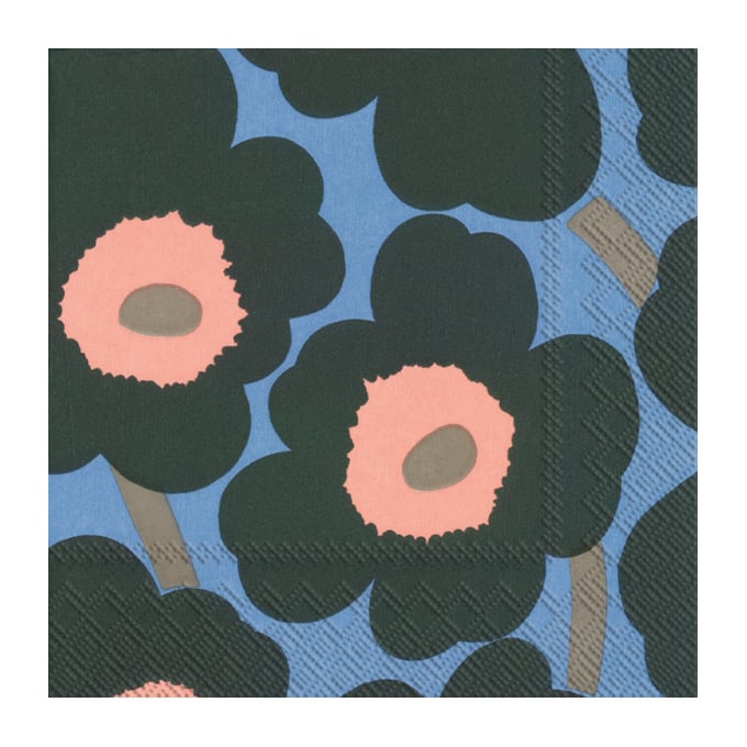 Marimekko Unikko servietti 33×33 cm 20-pakkaus Vihreä-sininen