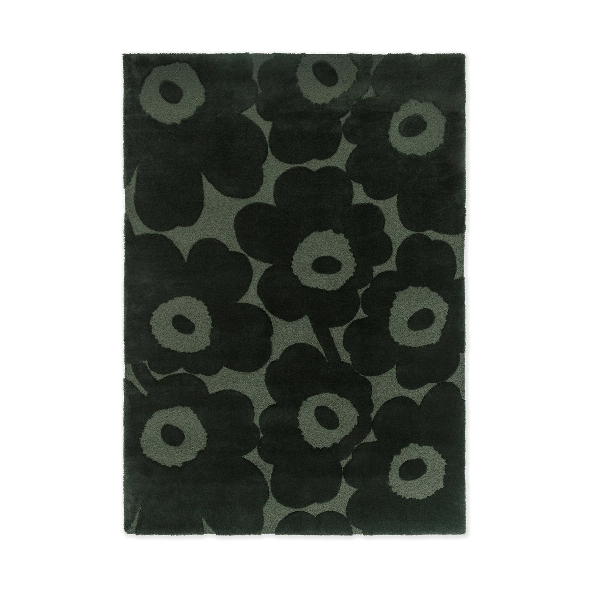 Marimekko Unikko villamatto Dark Green 140×200 cm