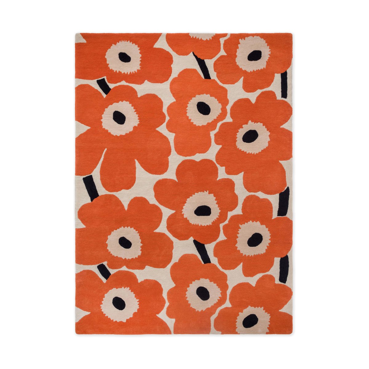 Marimekko Unikko villamatto Orange Red 140×200 cm