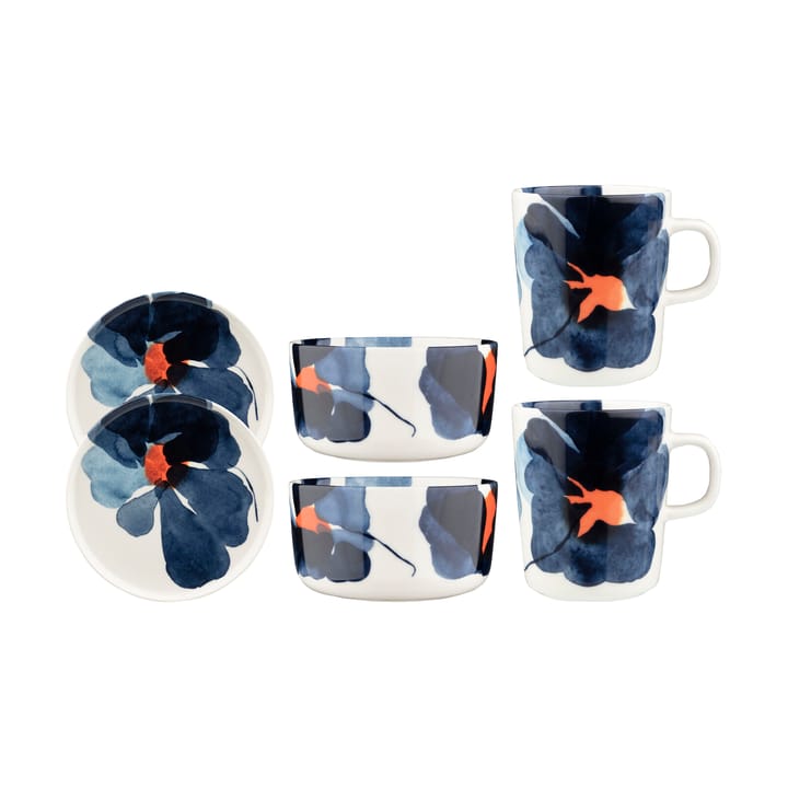 Valssi aamiaissetti 6 osaa - White-dark blue-orange - Marimekko