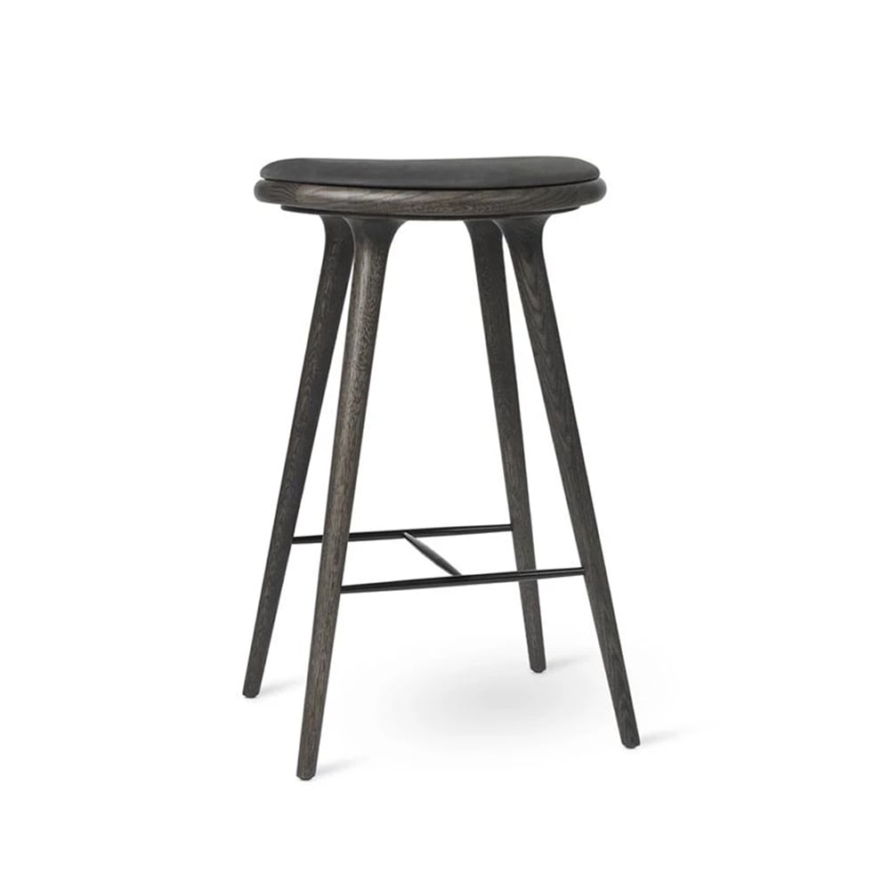 Mater Mater high stool baarijakkara matala 69 cm nahka musta sirka grey tammi