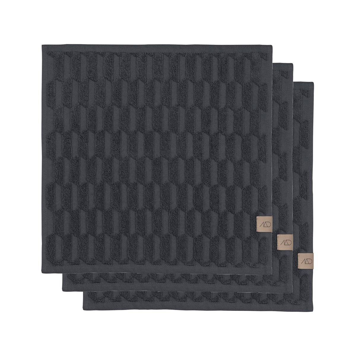 Mette Ditmer Geo pyyhe 30 x 30 cm 3-pakkaus Anthracite