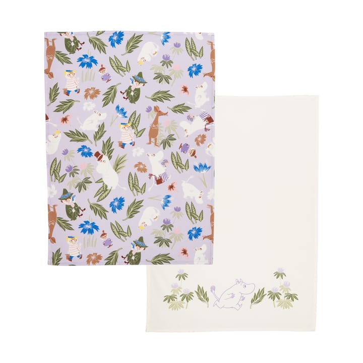 Muumi keittiöpyyhe 50x70 cm 2-pack - Liila-off-white - Moomin Arabia