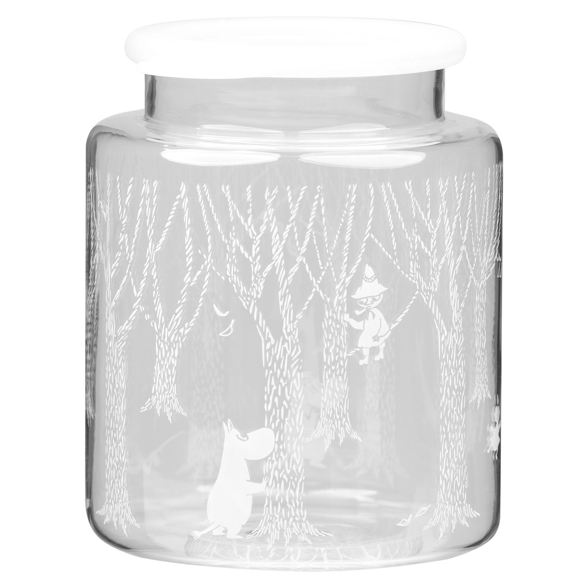 Muurla In the Woods -lasipurkki silikonikannella 17 cm Kirkas-valkoinen