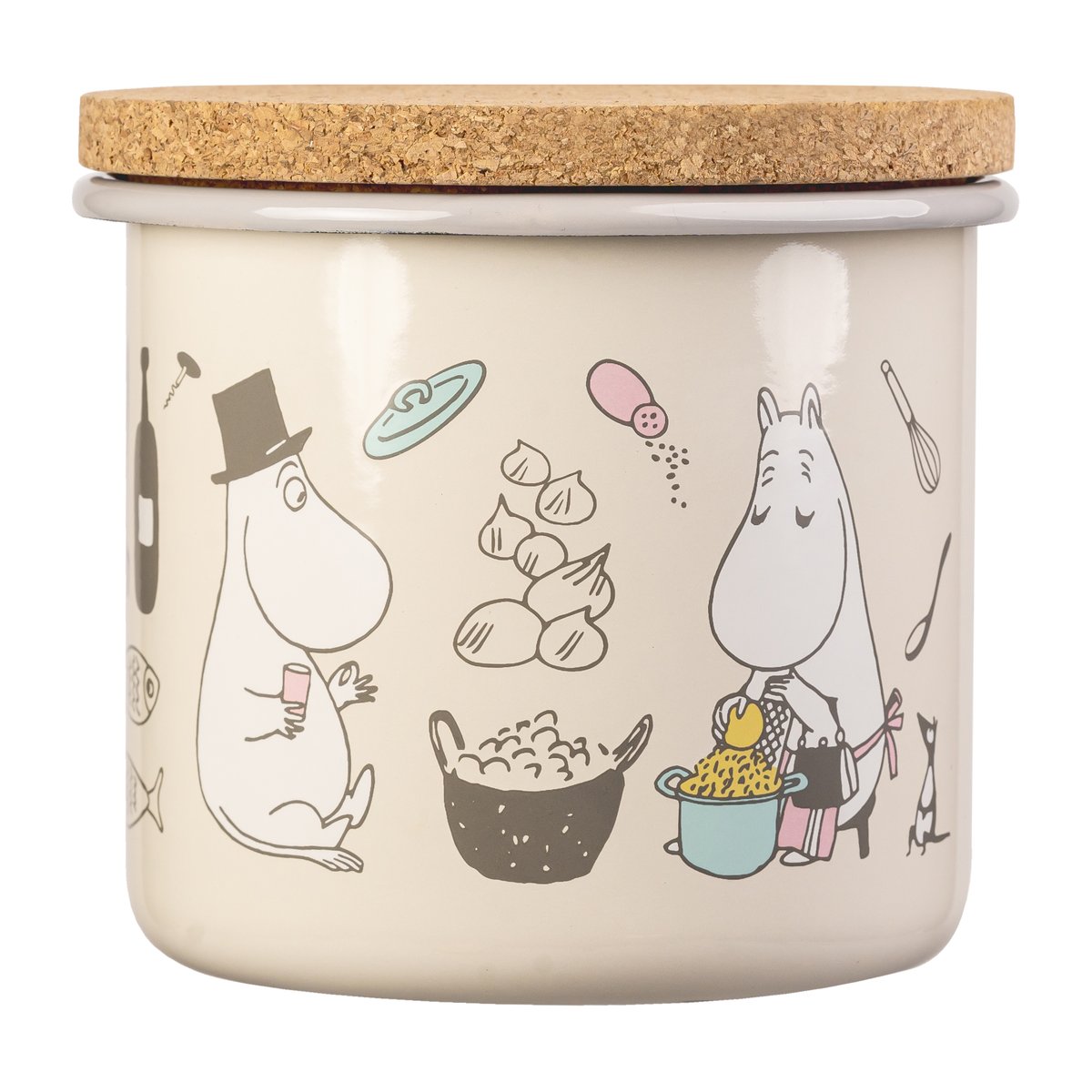 Muurla Moomin emalipurkki korkkikannella 1,3 l Bon Appétit