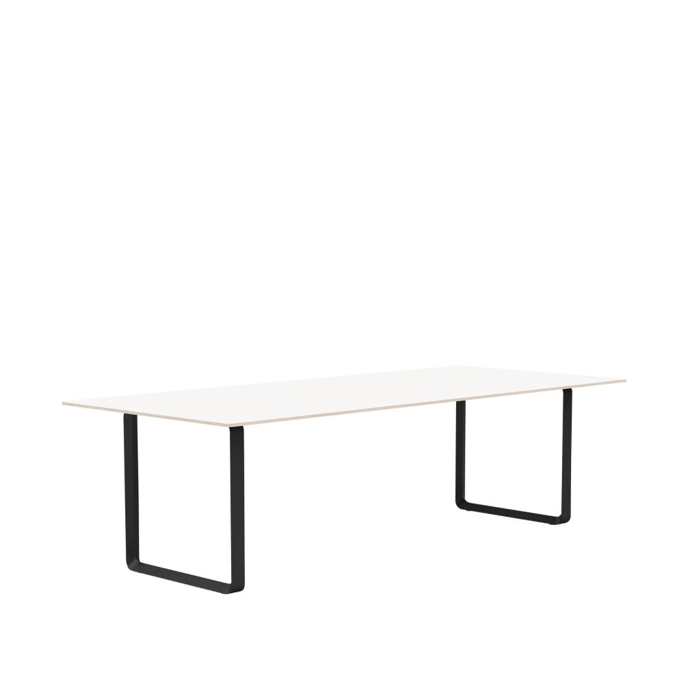 Muuto 70/70 ruokapöytä 255 x 108 cm White laminate-Plywood-Black