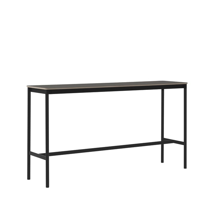 Base High -baaripöytä, Black linoleum, musta runko, vanerireuna, l 50 p 190 k 105 Muuto