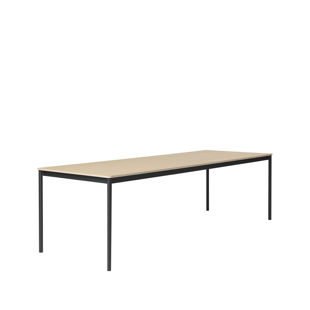 Muuto Base ruokapöytä Oak musta runko vanerireuna 250 x 90 cm