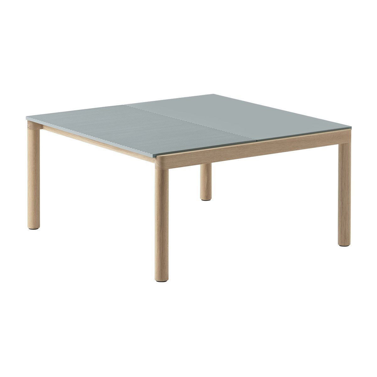 Muuto Couple 1 Plain-1 Wavy -sohvapöytä 80 x 84 x 40 cm Pale blue-oak