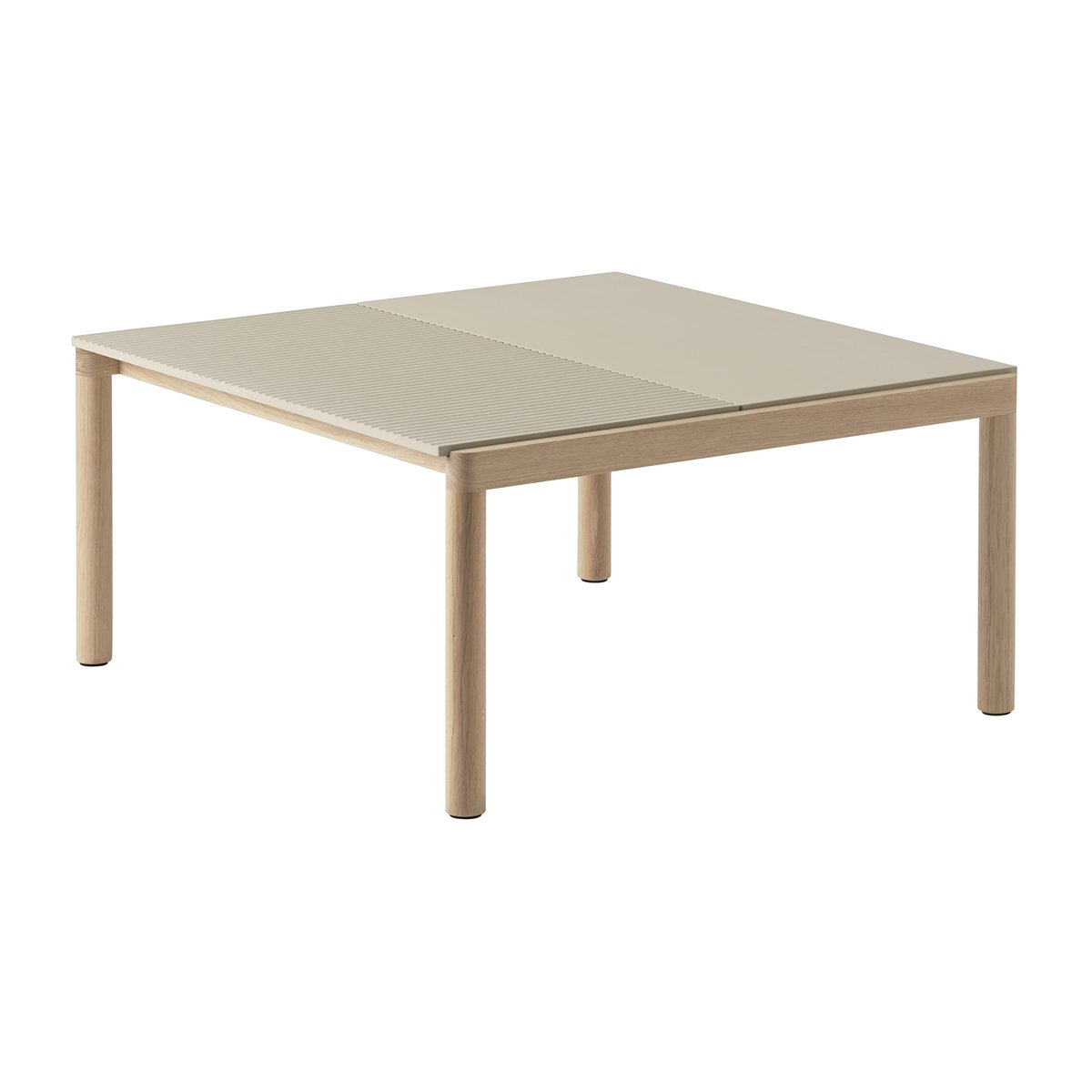 Muuto Couple 1 Plain-1 Wavy -sohvapöytä 80 x 84 x 40 cm Sand-oak