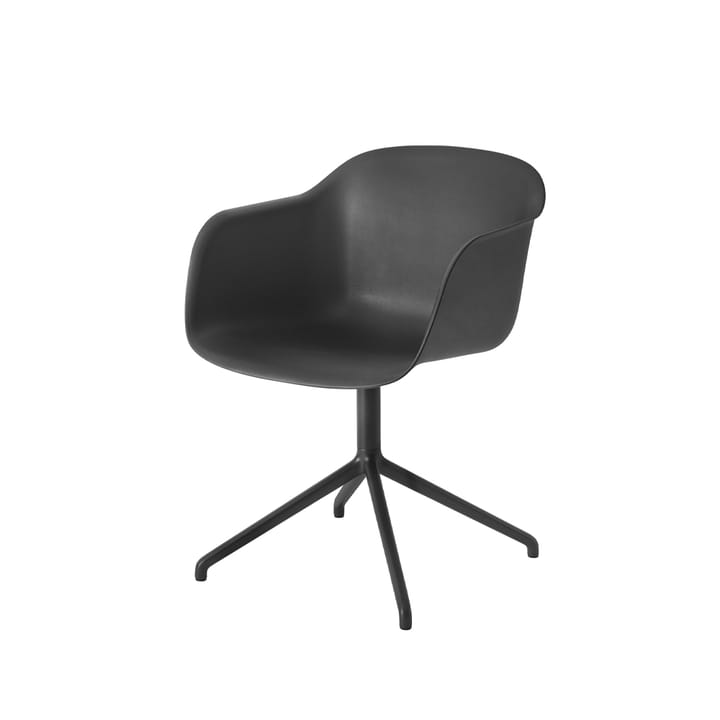 Fiber armchair swivel base with return toimistotuoli - Black-anthracite black base - Muuto