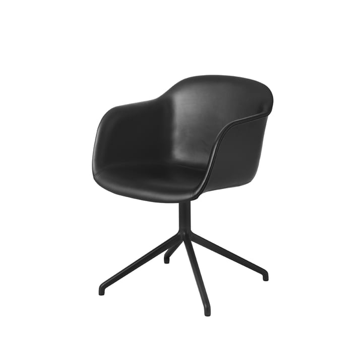 Fiber armchair swivel base with return toimistotuoli - Black leather-anthracite black - Muuto