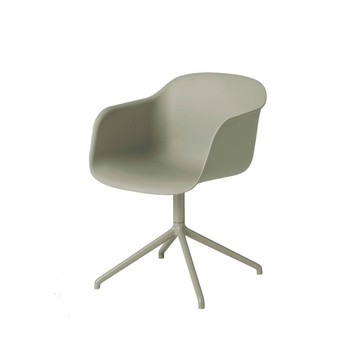 Fiber armchair swivel base with return toimistotuoli - Dusty green, vihreä runko - Muuto