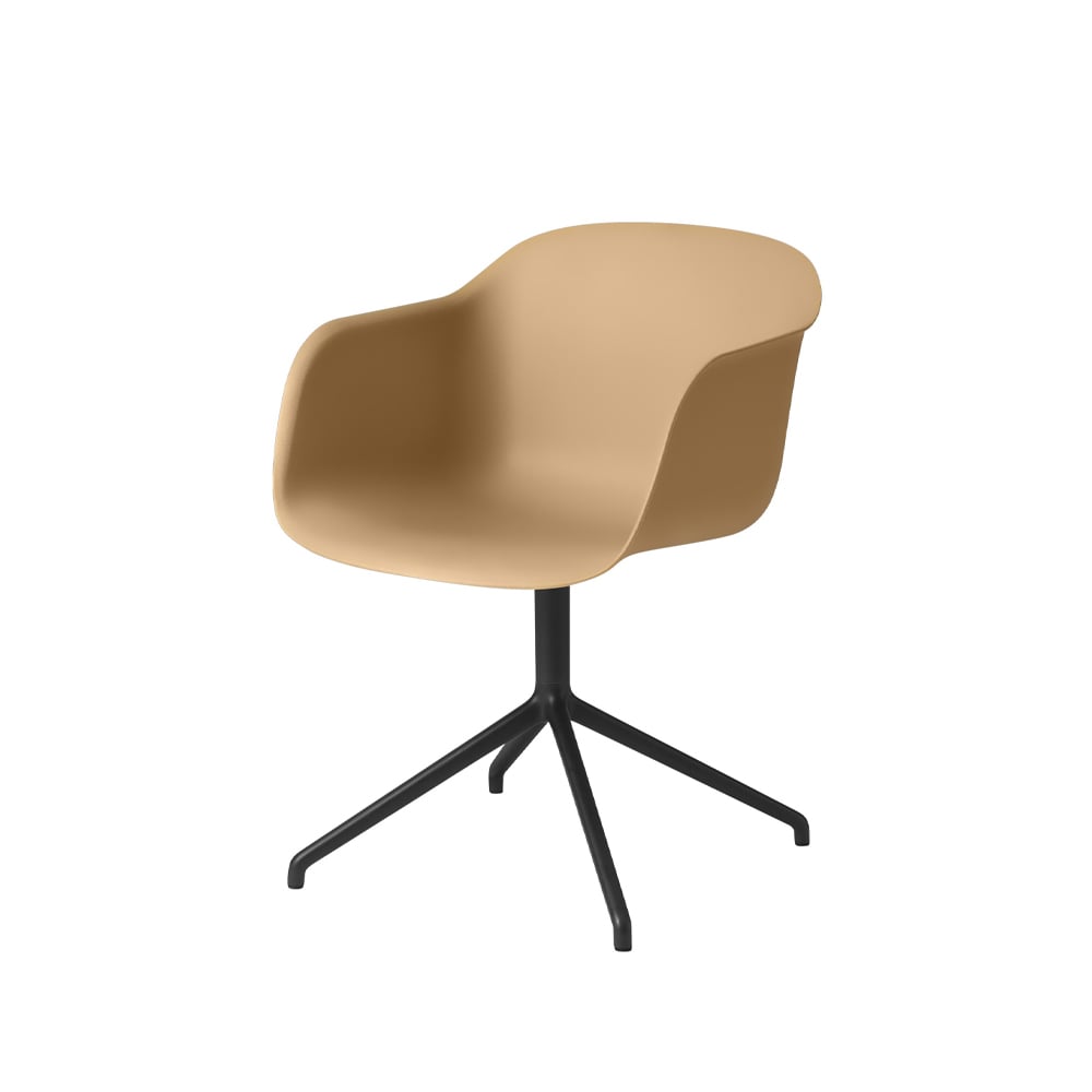 Muuto Fiber armchair swivel base with return toimistotuoli Ochre-anthracite black