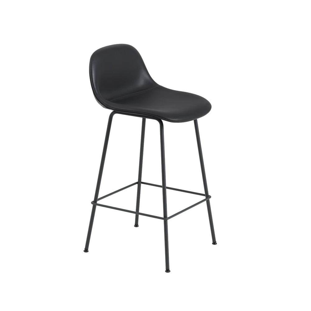 Muuto Fiber baarituoli metallijalat Refine leather black-Black