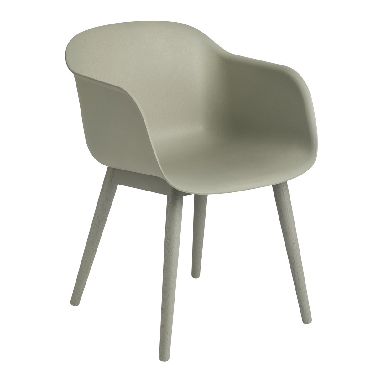 Muuto Fiber Chair tuoli käsinojilla ja puujaloilla dusty green