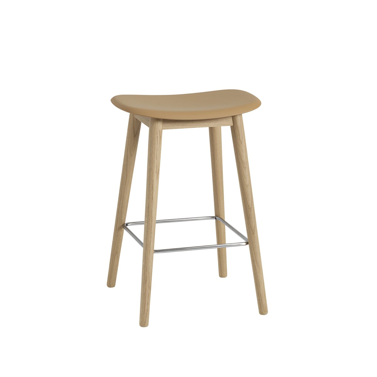 Muuto Fiber counter stool 65 cm Ochre tammijalat