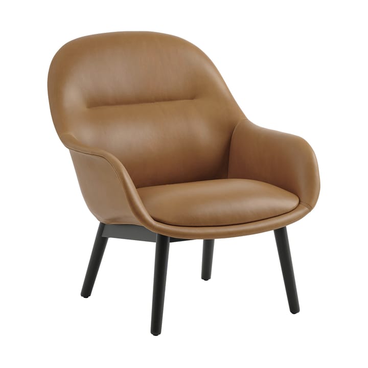 Fiber Lounge nojatuoli tammijaloilla - Refine leather cognac-black - Muuto