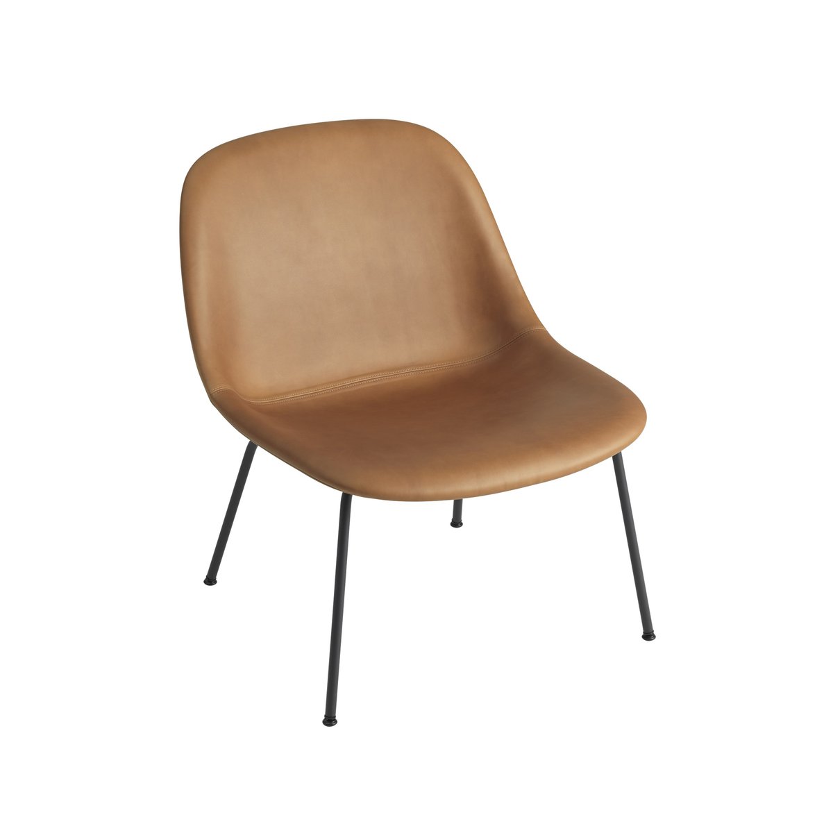 Muuto Fiber lounge nojatuoli teräsjaloilla cognac musta