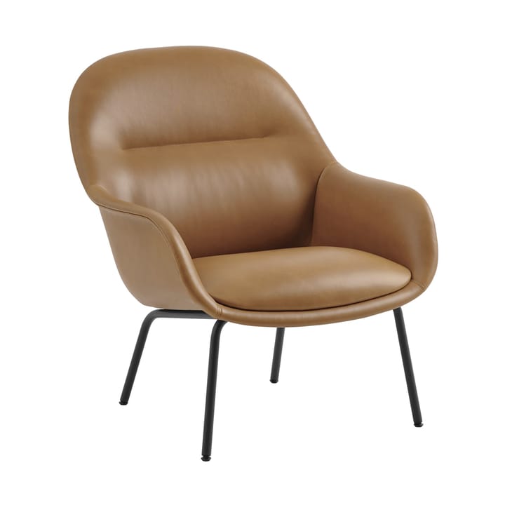 Fiber Lounge nojatuoli teräsjaloilla - Refine leather cognac-black - Muuto