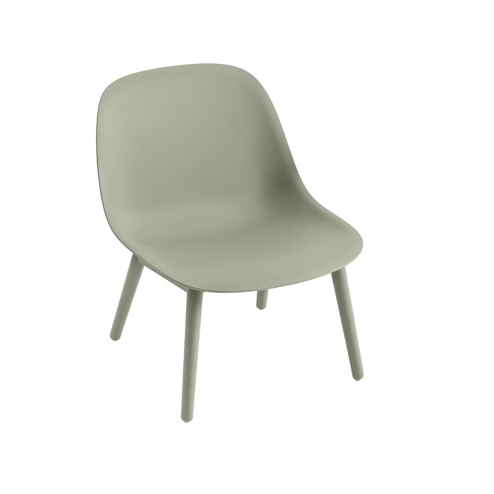 Muuto Fiber loungetuoli wood base Dusty green dusty green jalat