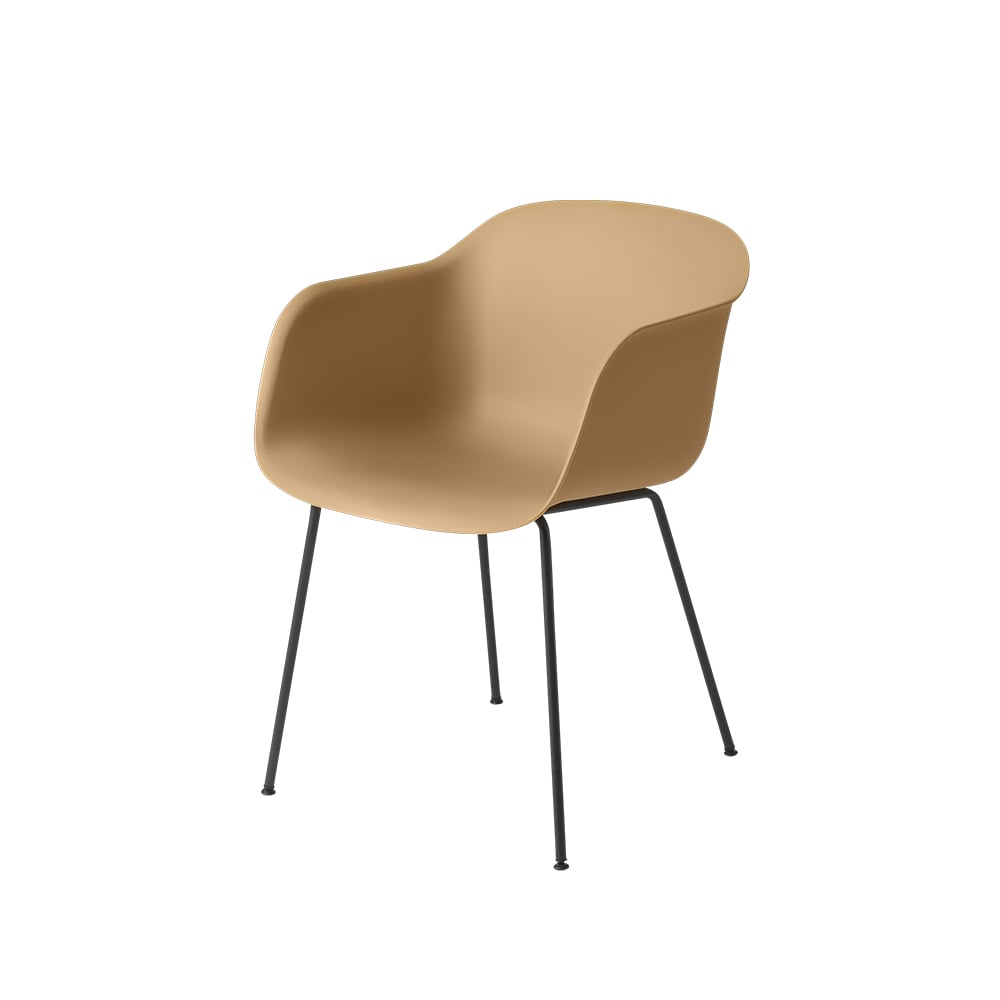 Muuto Fiber nojatuoli tube base Ochre-Anthracite Black