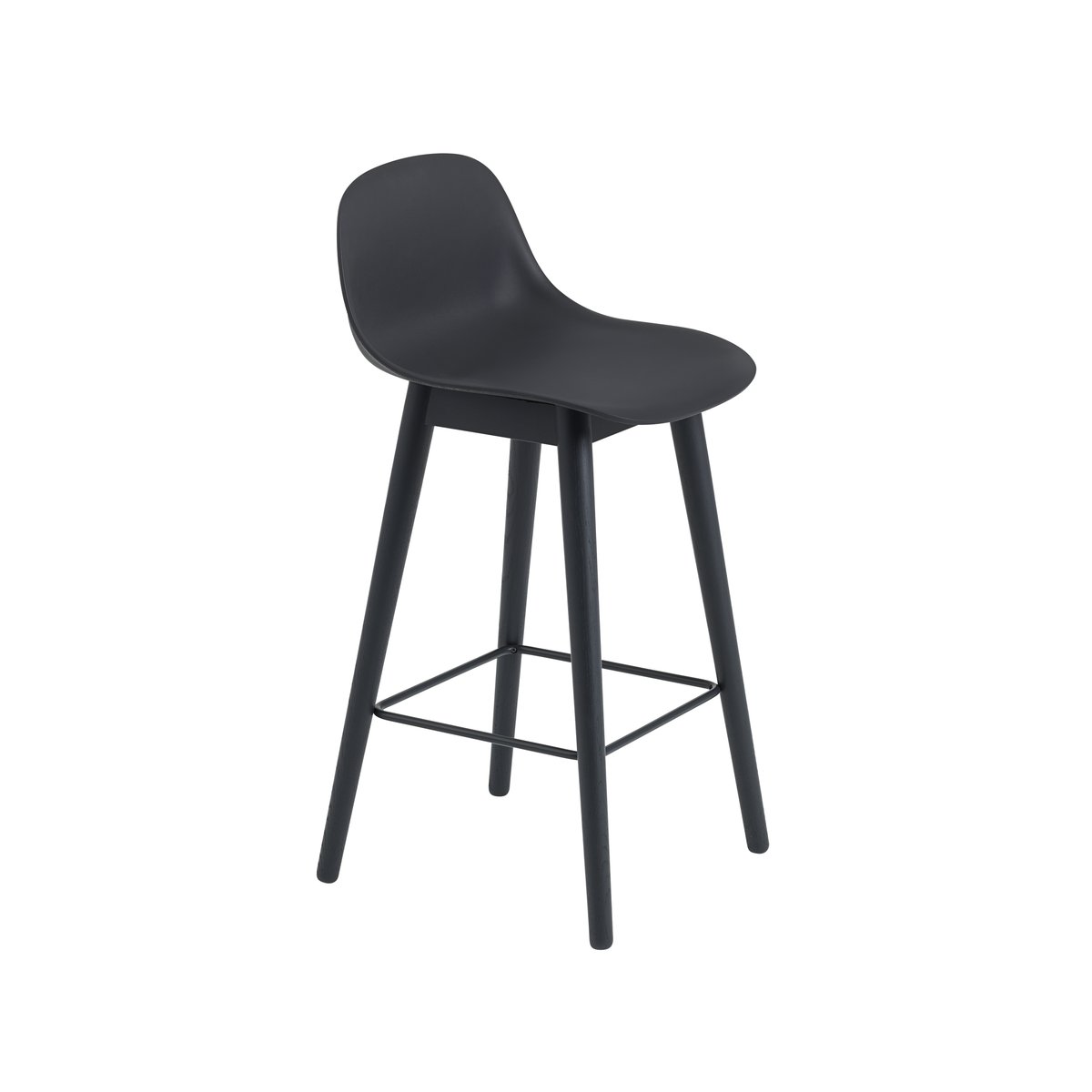 Muuto Fiber selkätuellinen baarituoli 65 cm Black-mustat jalat