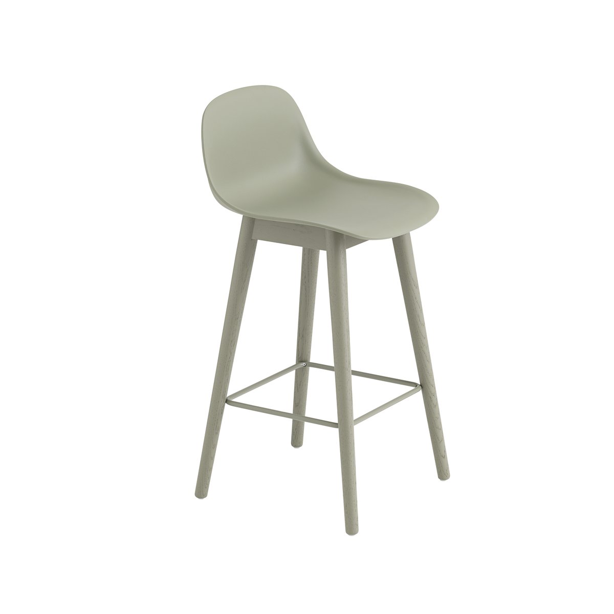 Muuto Fiber selkätuellinen baarituoli 65 cm Dusty green-vihreät jalat