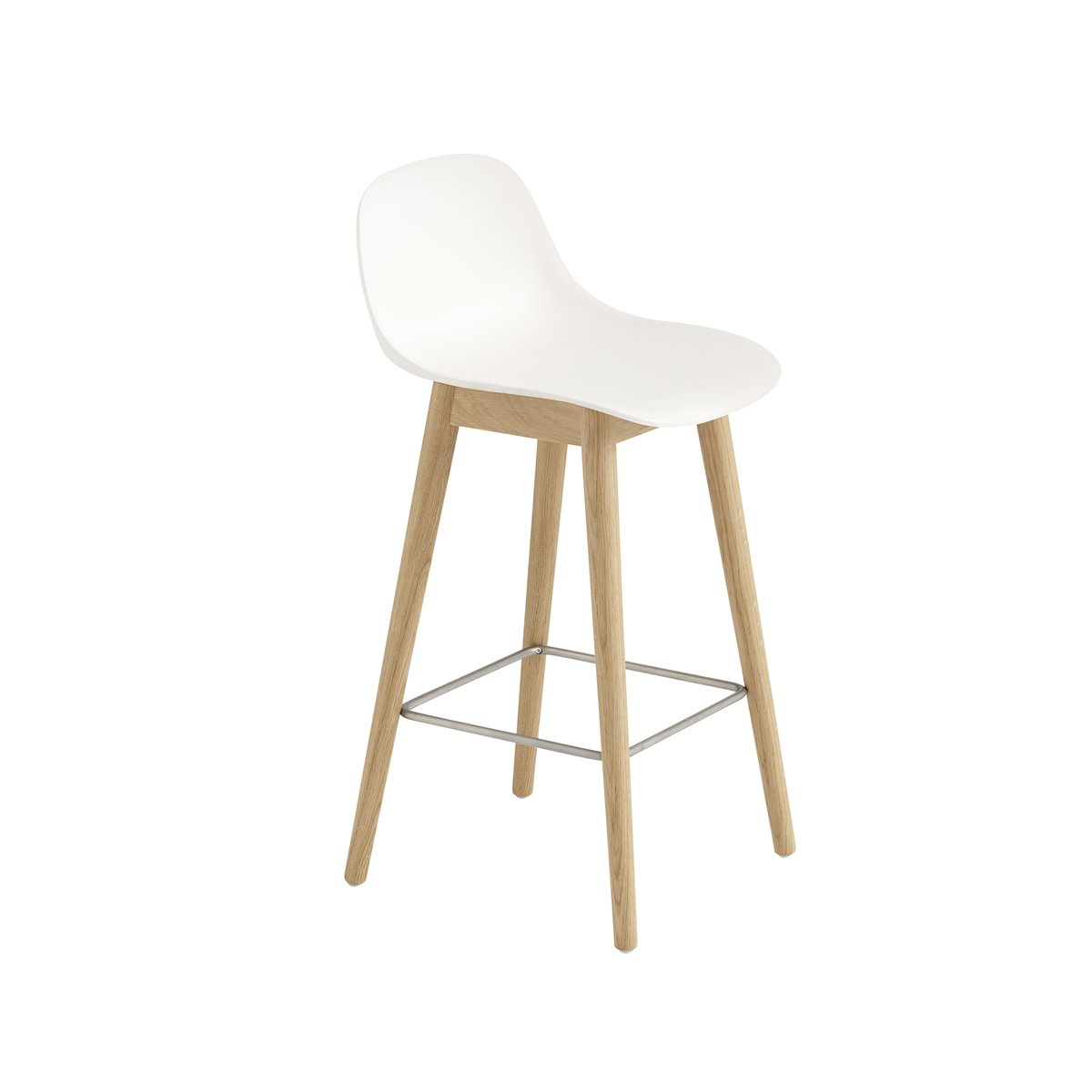 Muuto Fiber selkätuellinen baarituoli 65 cm Natural white-tammijalat