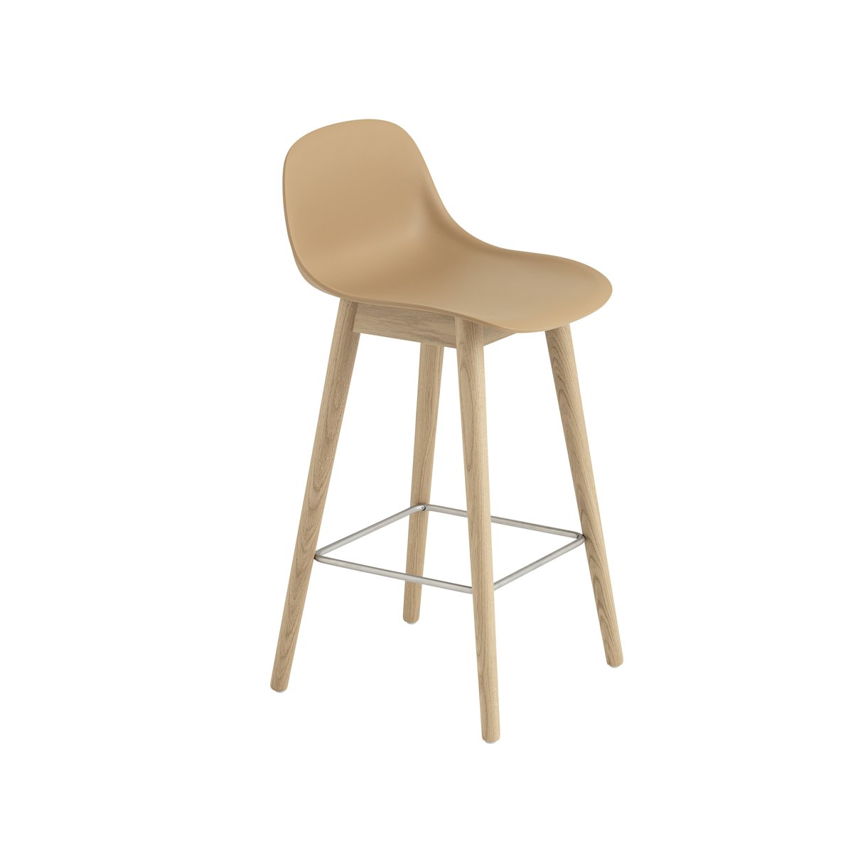 Muuto Fiber selkätuellinen baarituoli 65 cm Ochre-tammijalat