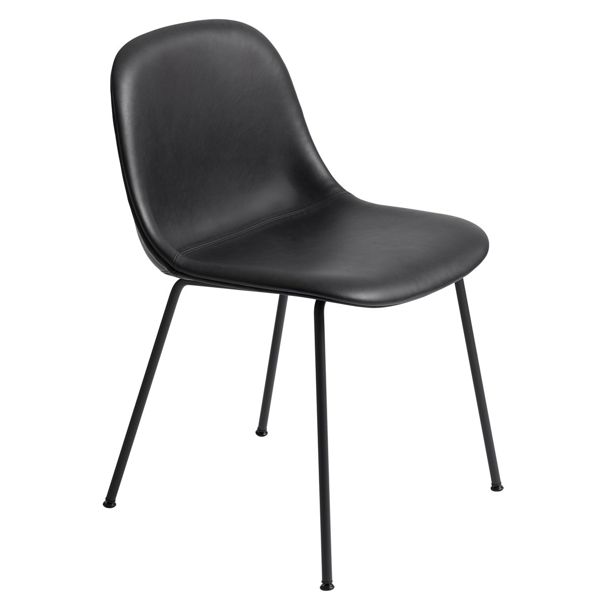 Muuto Fiber side chair nahkastol musta nahka