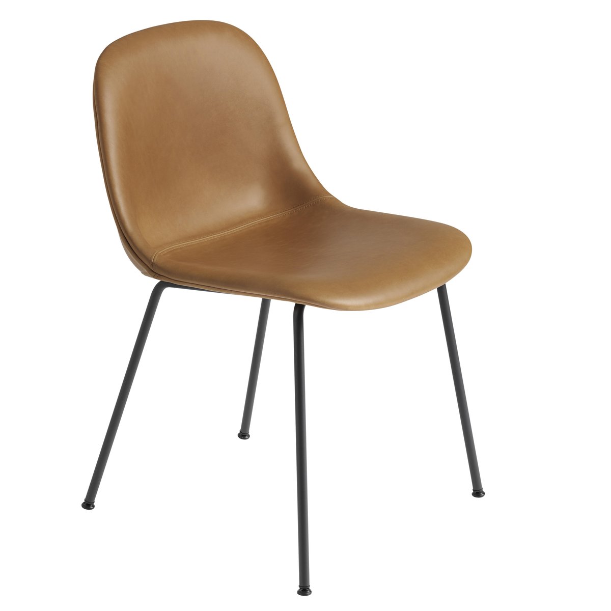 Muuto Fiber side chair nahkastol ruskeaa nahkaa