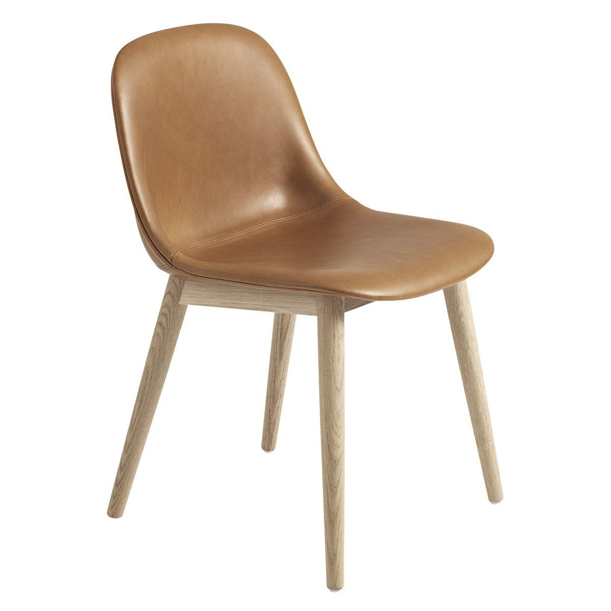 Muuto Fiber Side Chair tuoli Cognac leather-oak