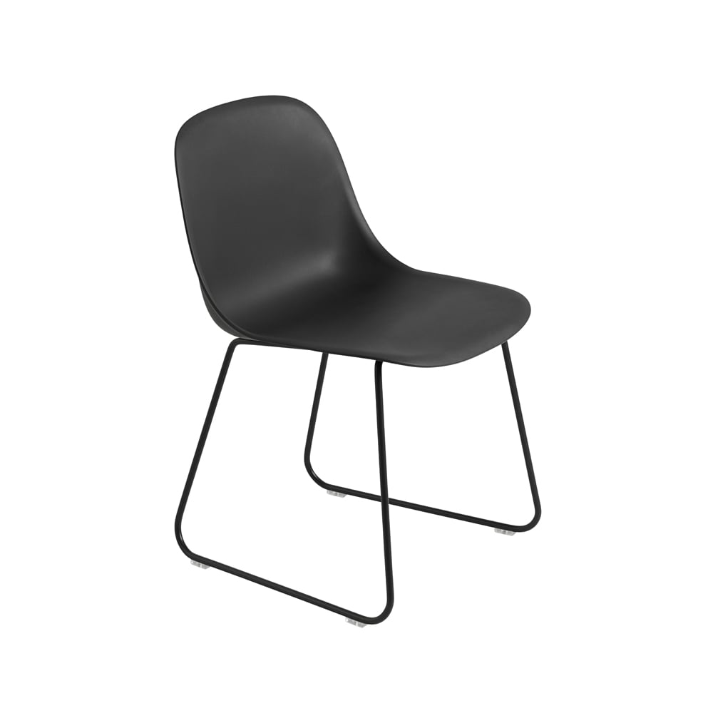 Muuto Fiber tuoli teräsjalat muovinen istuinosa Black-Anthracite black