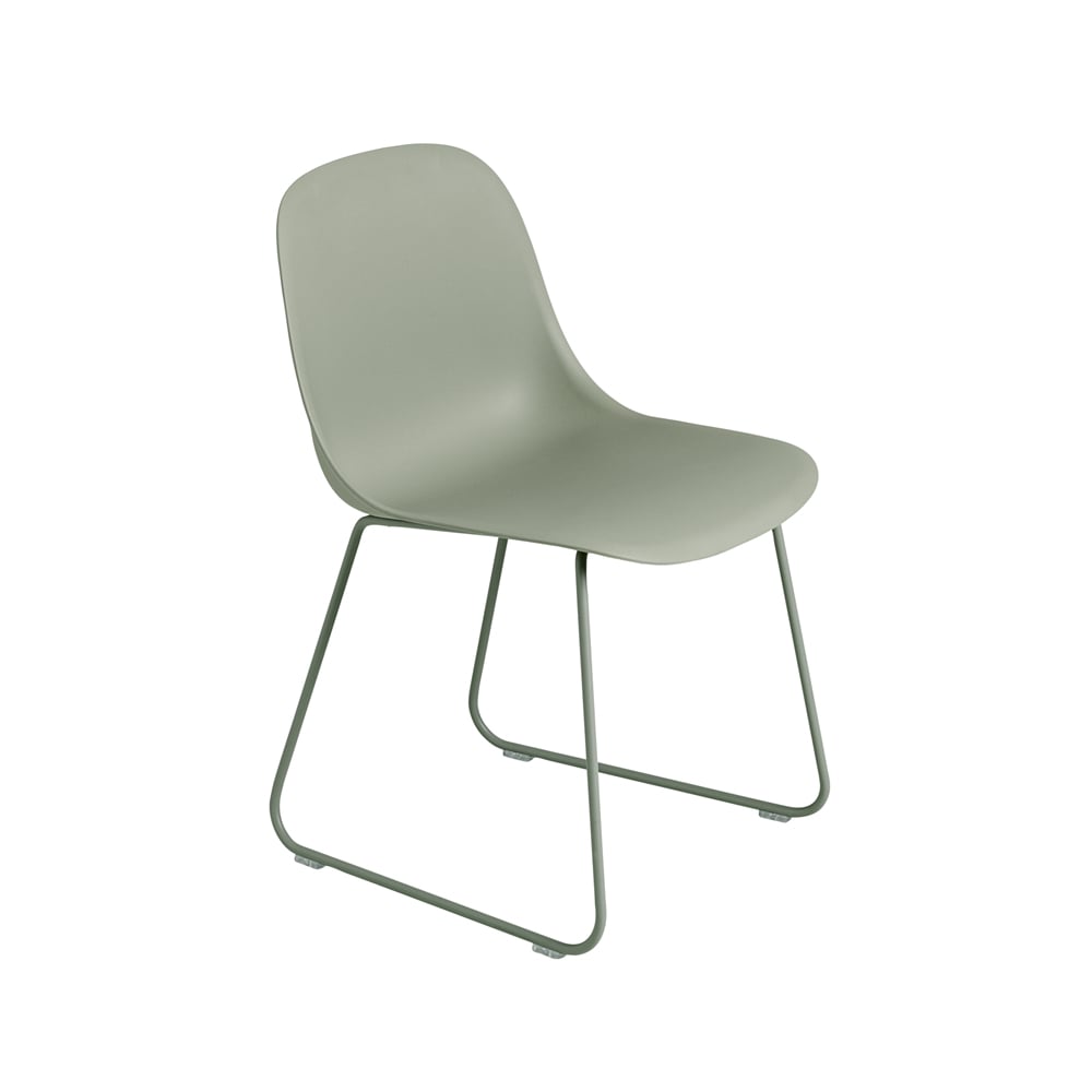 Muuto Fiber tuoli teräsjalat muovinen istuinosa Dusty green-Green