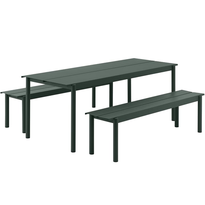 Linear steel bench -penkki 170 x 34 cm, Dark green Muuto