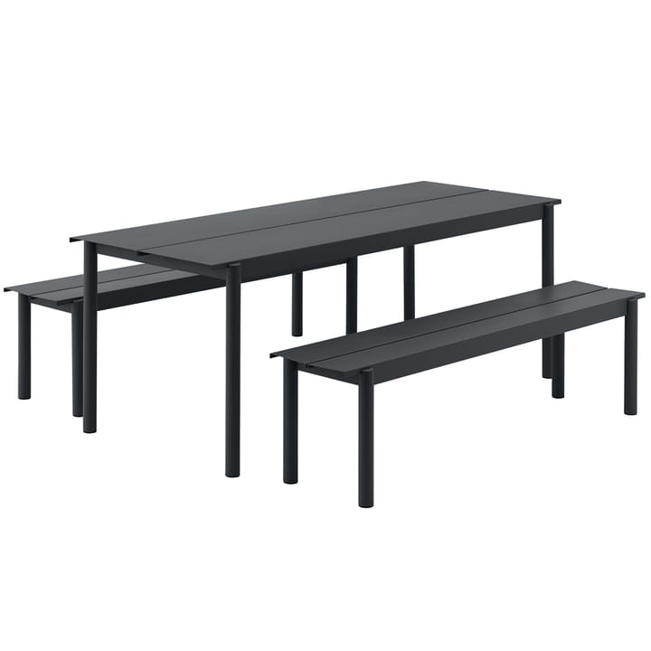 Linear steel table teräspöytä 200 cm, Black Muuto