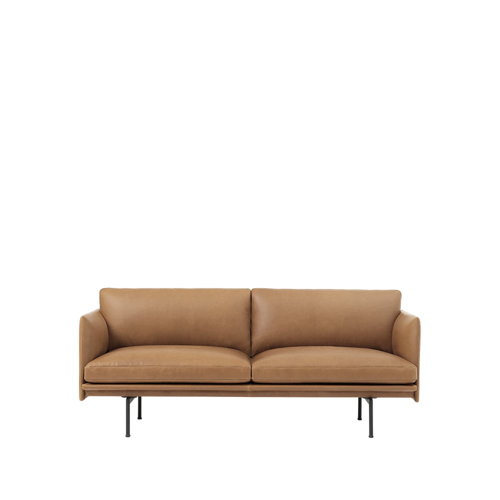 Muuto Outline sohva 2-istuttava Refine leather cognac-Black