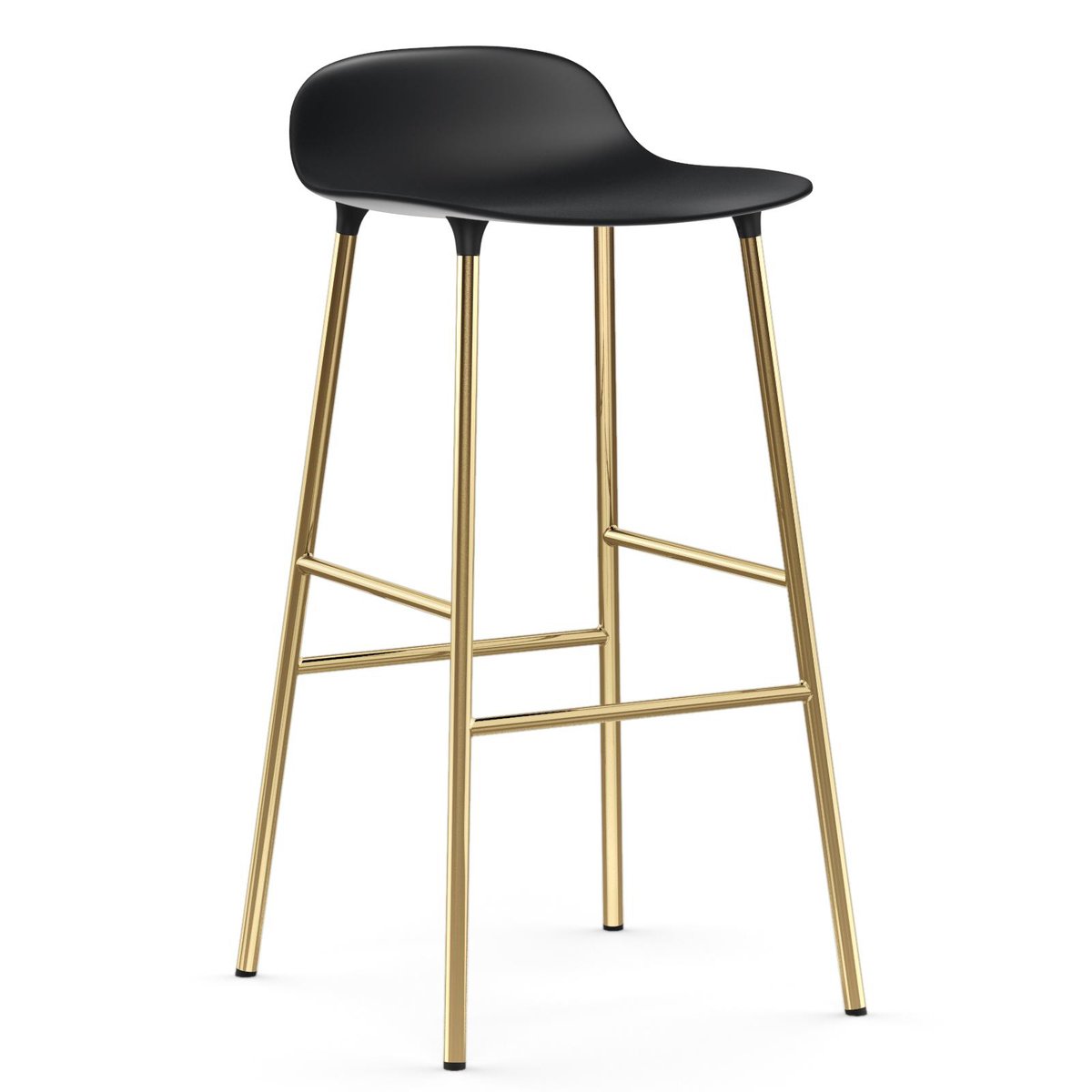 Normann Copenhagen Form baarituoli messinkijalat 75 cm Musta