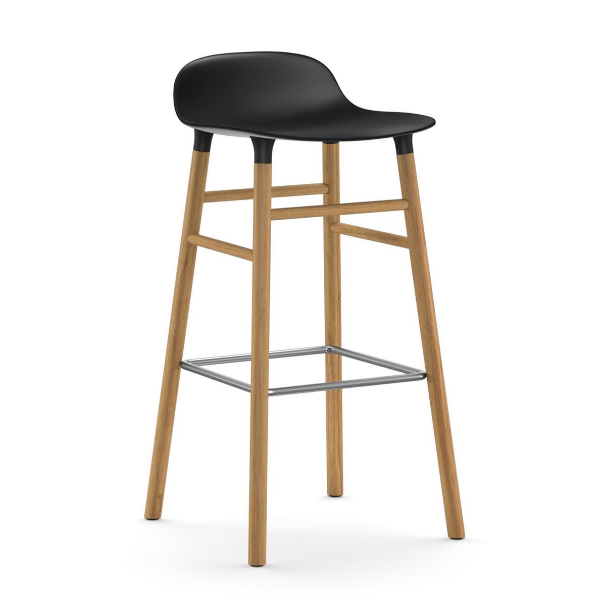 Normann Copenhagen Form baarituoli tammijalat 75 cm musta