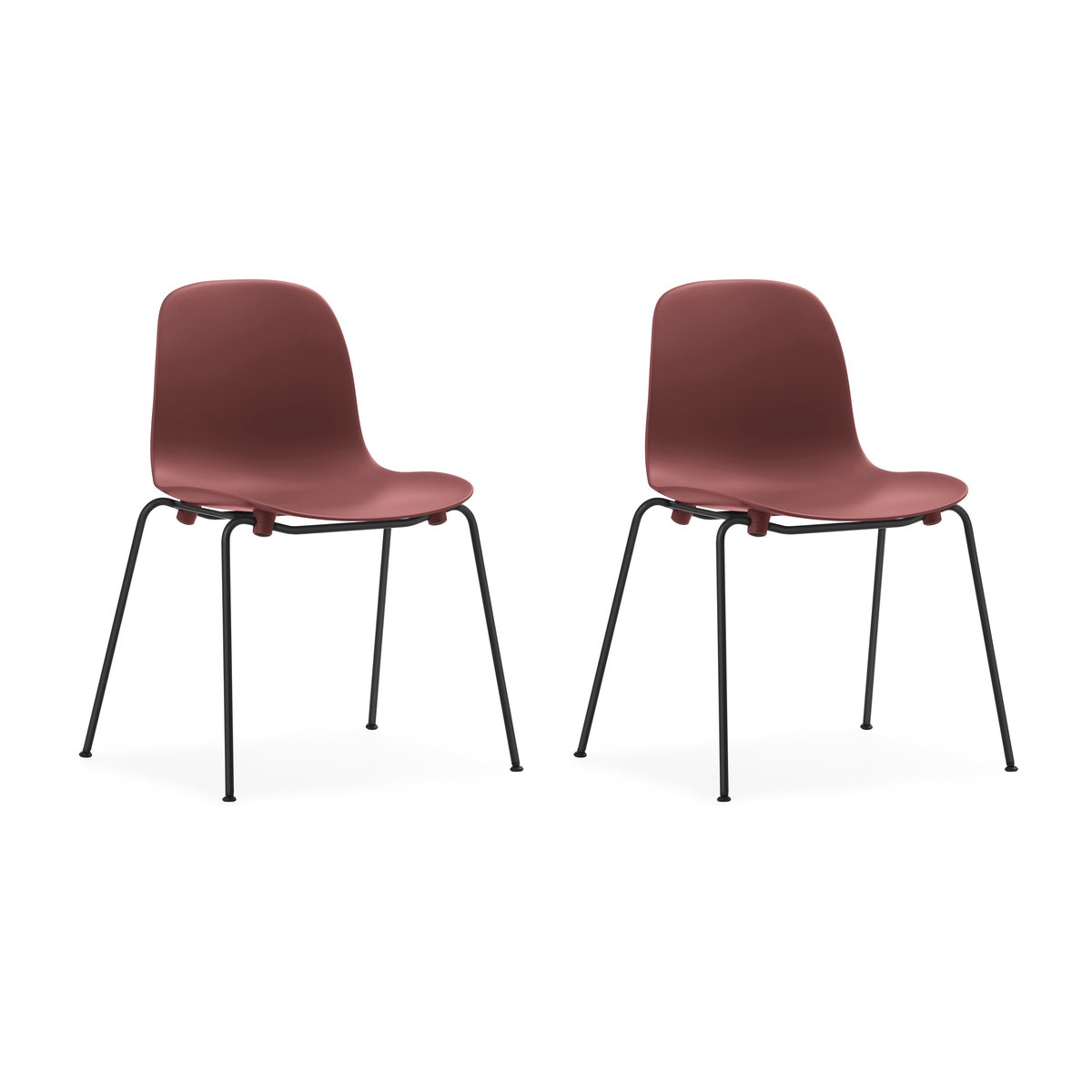 Normann Copenhagen Form Chair pinottava tuoli mustat jalat 2 kpl Punainen Punainen