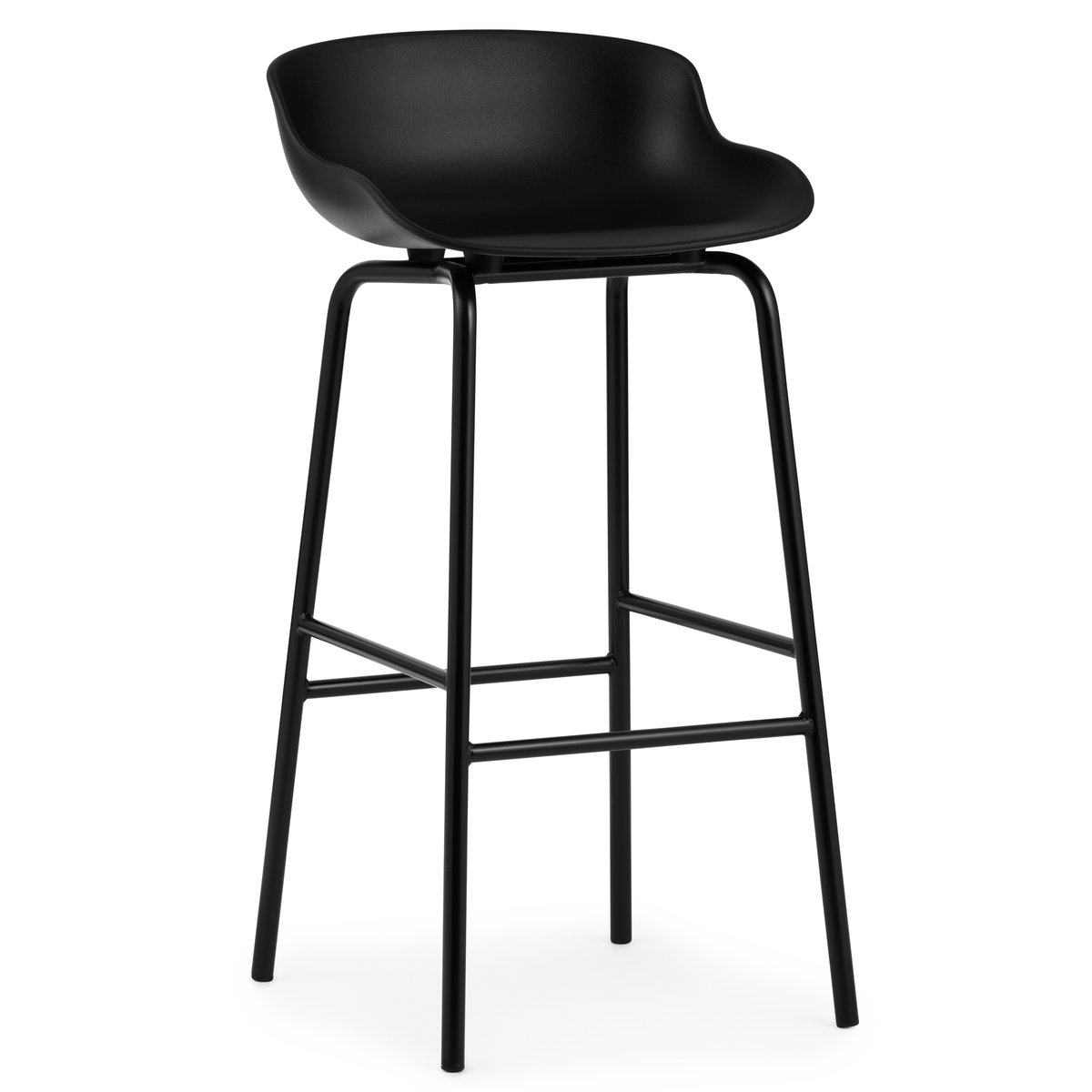 Normann Copenhagen Hyg baarituoli metallijalat 75 cm Musta