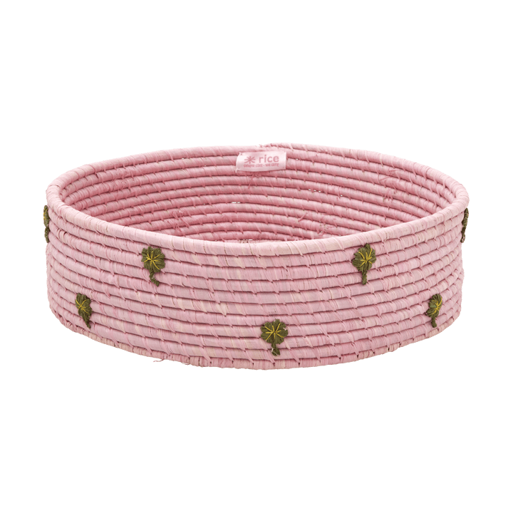 Rice raffia säilytyskori matala Ø 35 cm - Pink - RICE