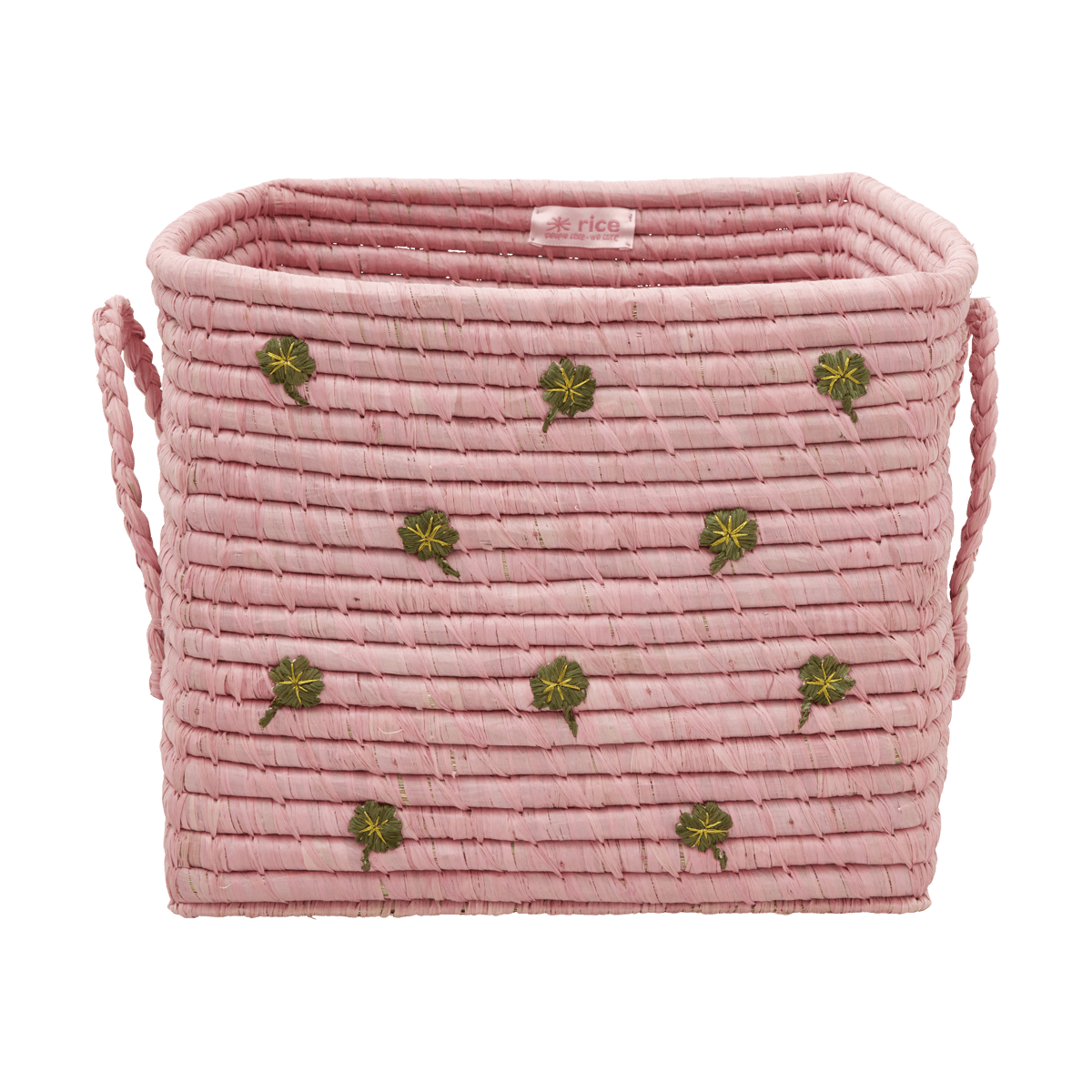 RICE Rice raffiakori kahvalla 30×30 cm Pink