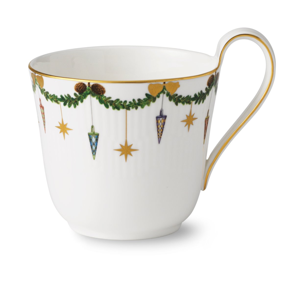 Royal Copenhagen Star Fluted Christmas -kuppi korkealla kädensijalla 33 cl