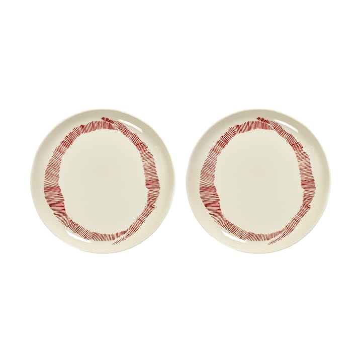 Ottolenghi Feast lautanen M Ø22,5 cm 2-pakkaus - White stripes-red - Serax