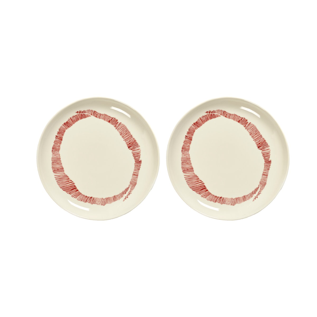 Serax Ottolenghi Feast lautanen S Ø19 cm 2-pakkaus White stripes-red