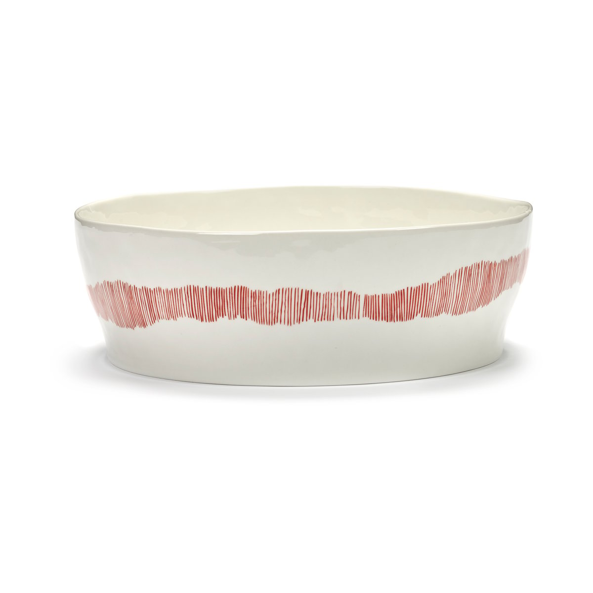 Serax Ottolenghi Feast salaattikulho Ø27,5 cm White stripes-red