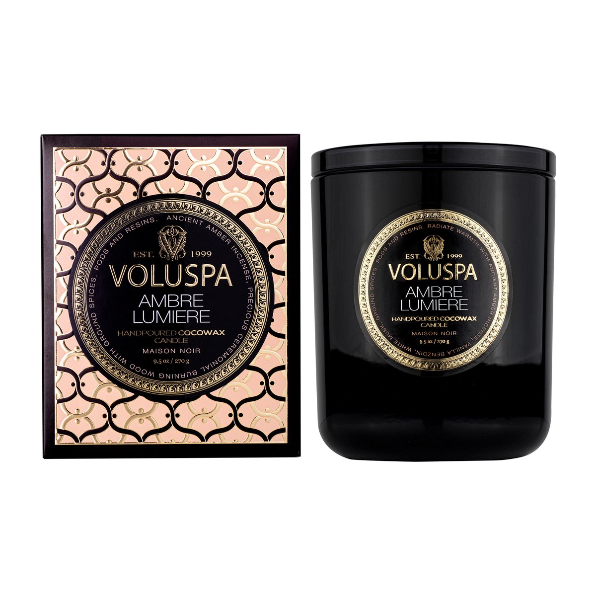 Voluspa Classic Maison Noir tuoksukynttilä 60 tuntia Ambre Lumiere